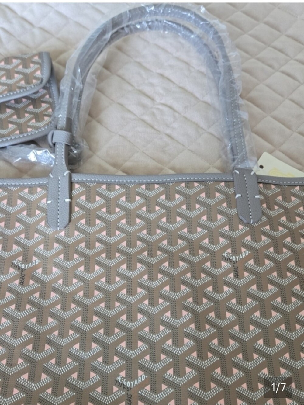Wallet & Inspired Pink and Tan Oversized Tote Goyard Vibes Top Quality 2 Pcs